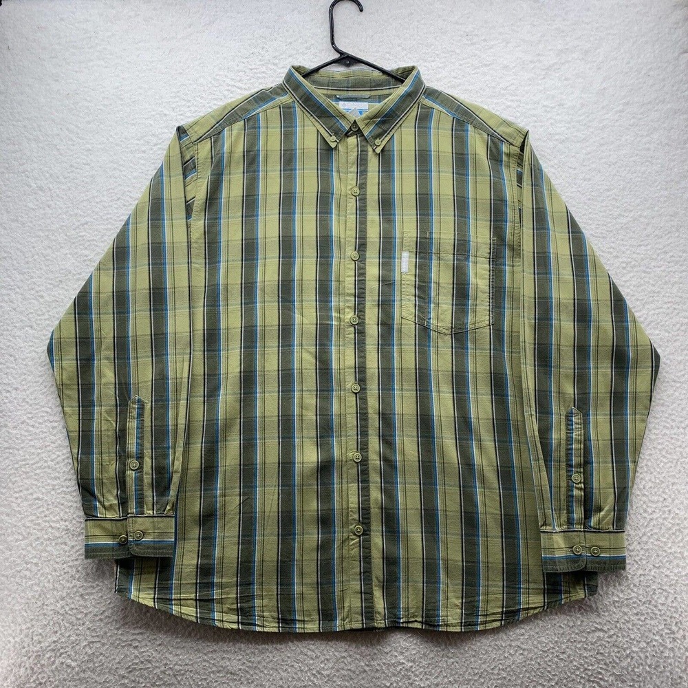 Columbia Button Up Shirt Mens 2XL Out & Back Plaid Outdoors Hiking Camp AM7242
